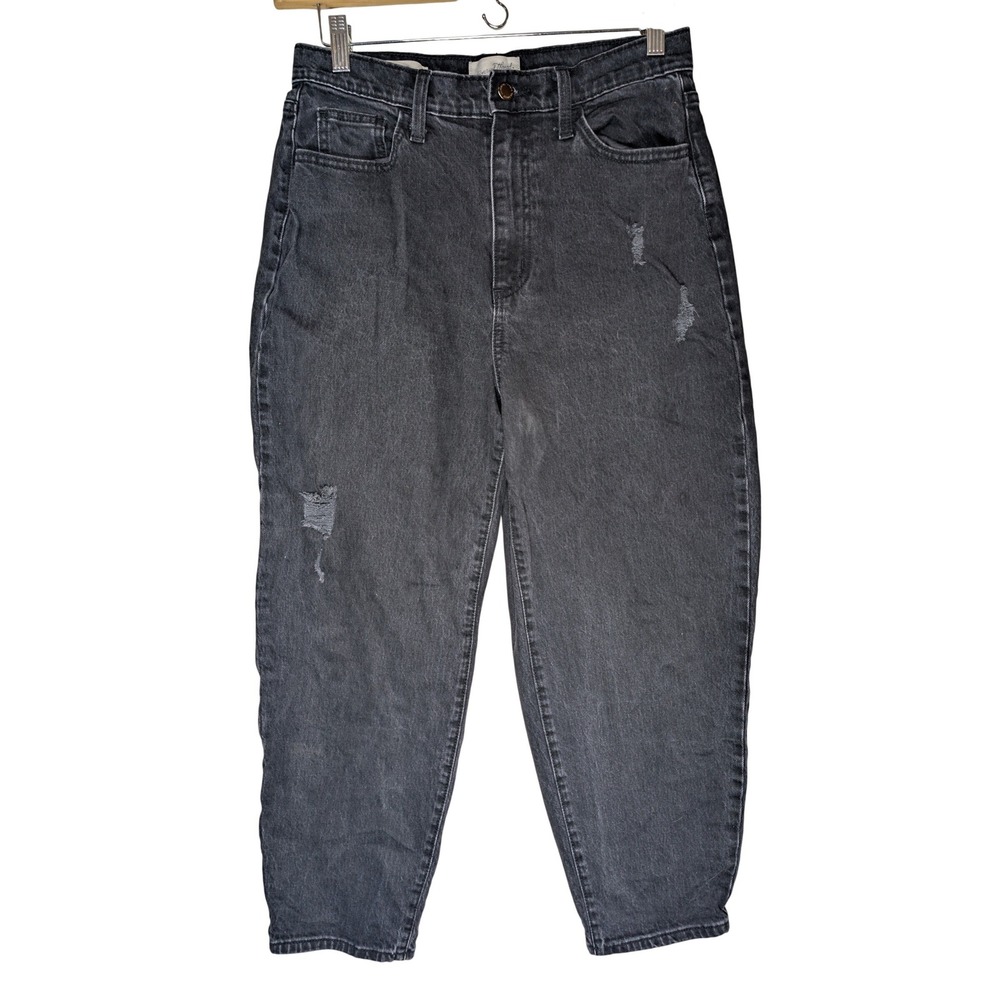 Universal Thread Womens Balloon Jeans 10/30R Faded Black Distressed‎ High Rise